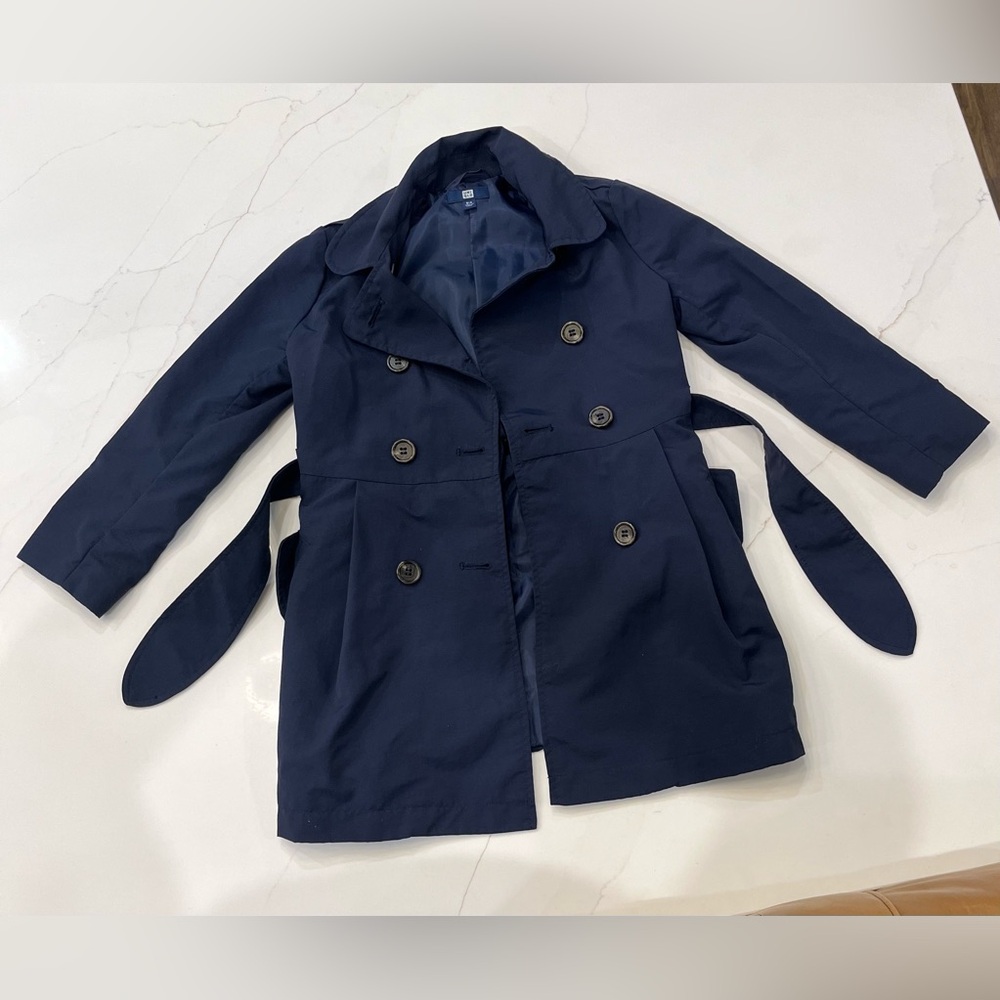 Girls Navy Uniqlo Trench Coat in Size 5-6